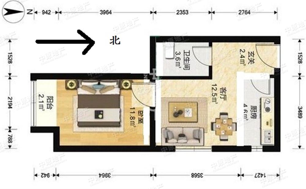 福悦里 1室1厅1卫 客厅朝东 主卧朝南 精装婚房