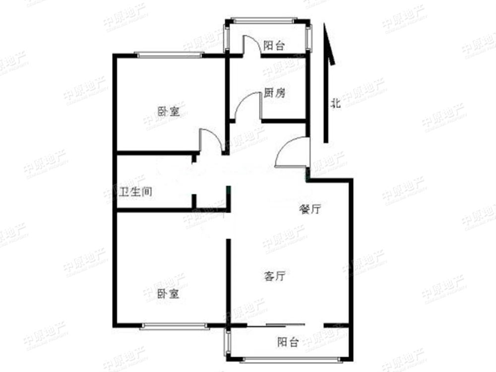 丽苑小区秀丽园 2室1厅1卫 南北通透 h户型