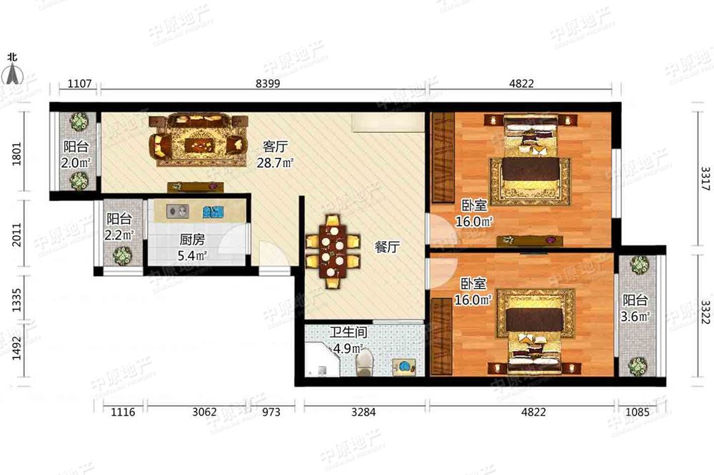 深方小区珠波里 3室1厅1卫 主卧朝东 客厅带阳台