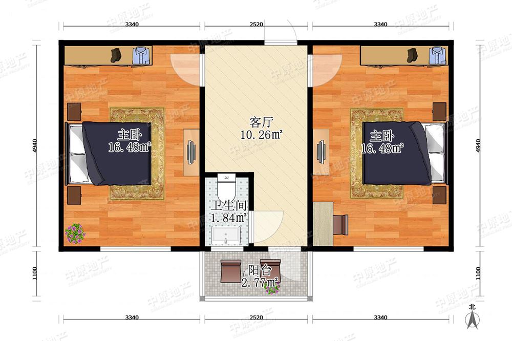 新中里 2室1厅1卫 两房朝南 全南户型